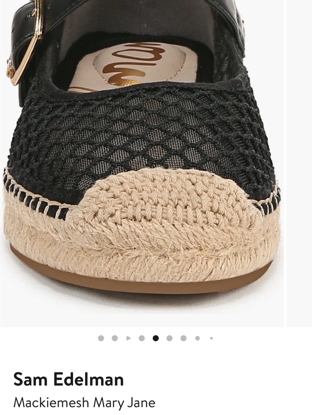 Sam Edelman Black Mesh Mary Jane Espadrilles with Natural Jute Toe